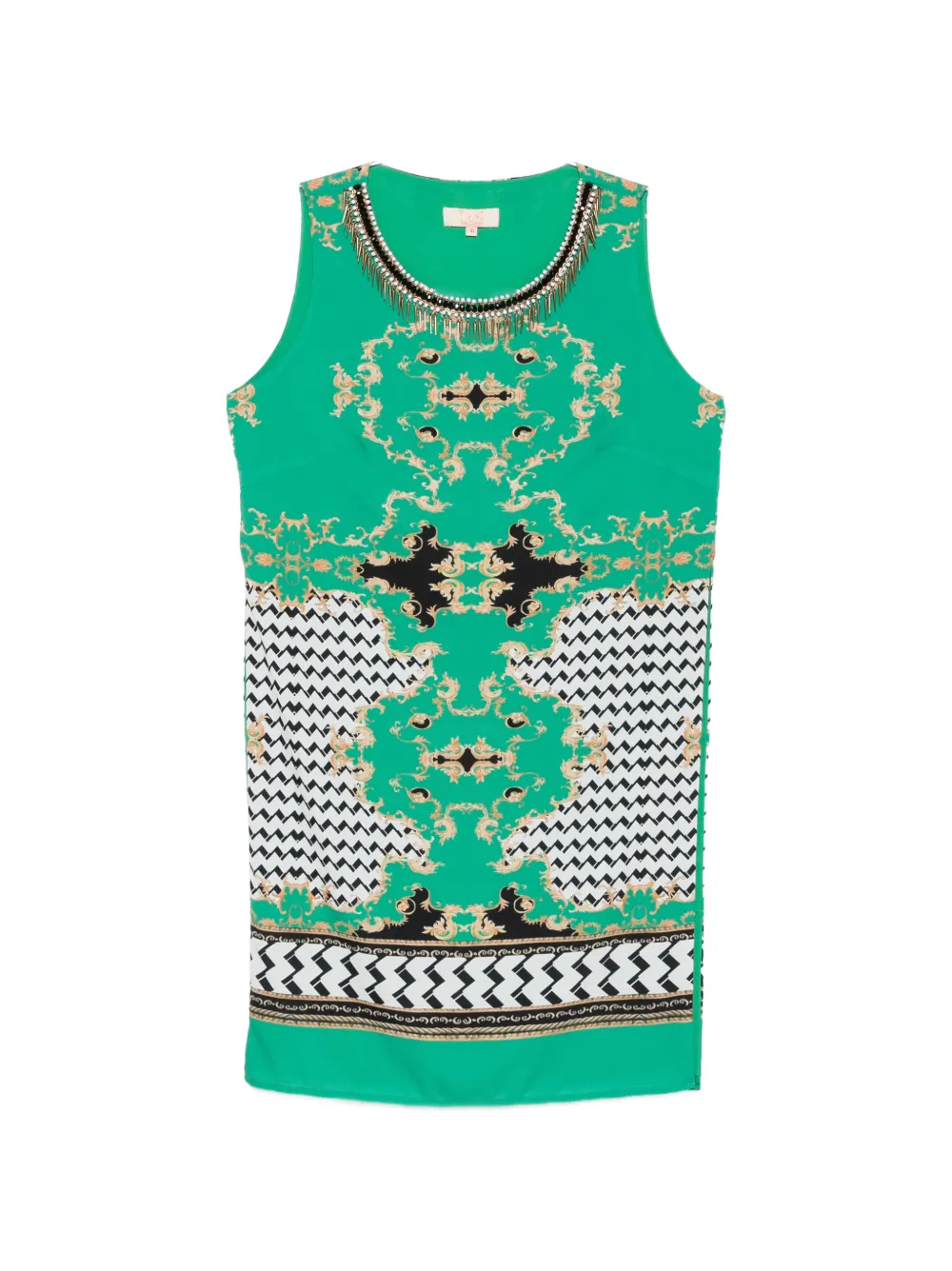 TWINSET bead-embellished baroque-print top - Verde