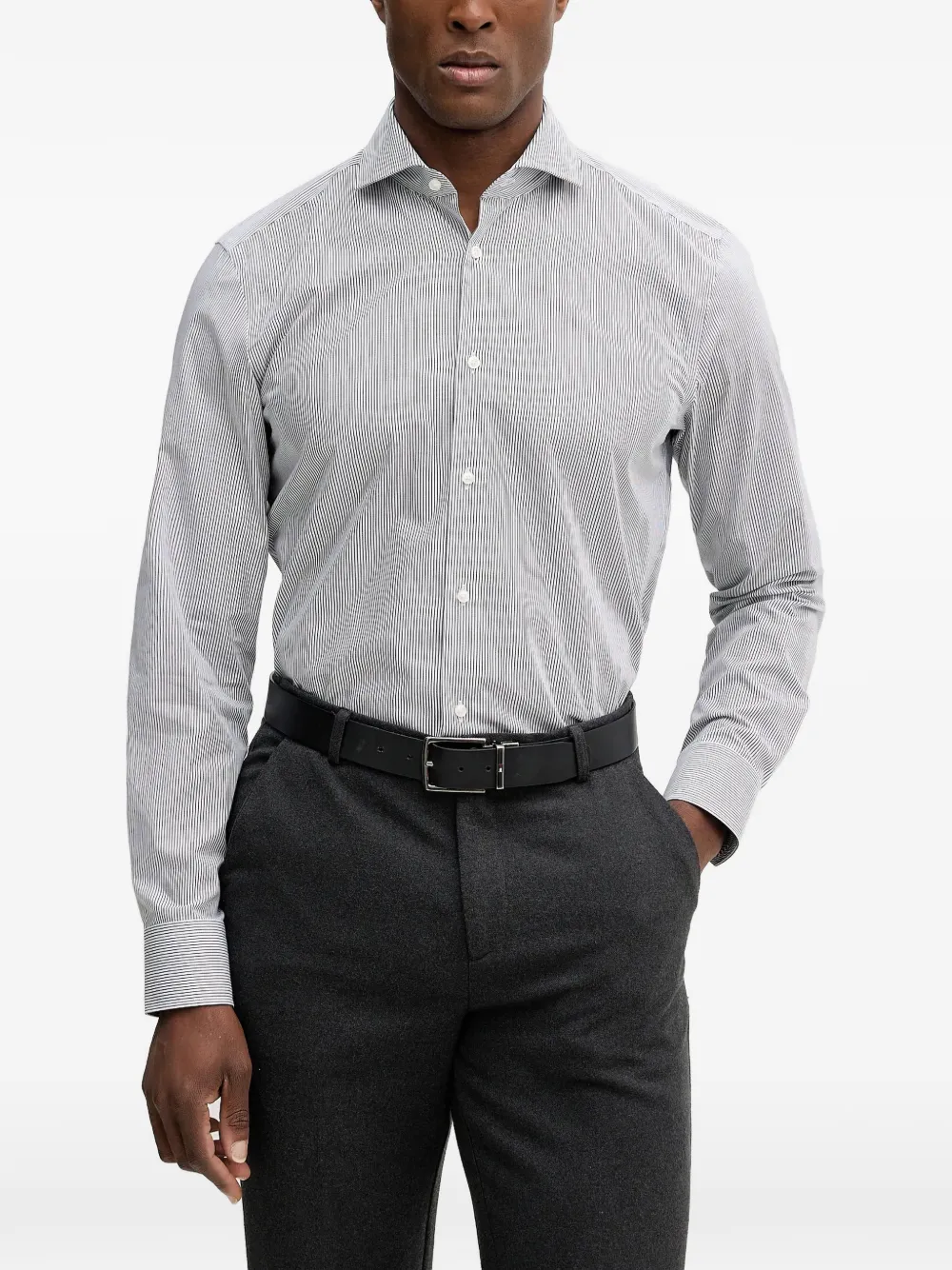 BOSS striped buttoned shirt - Bianco