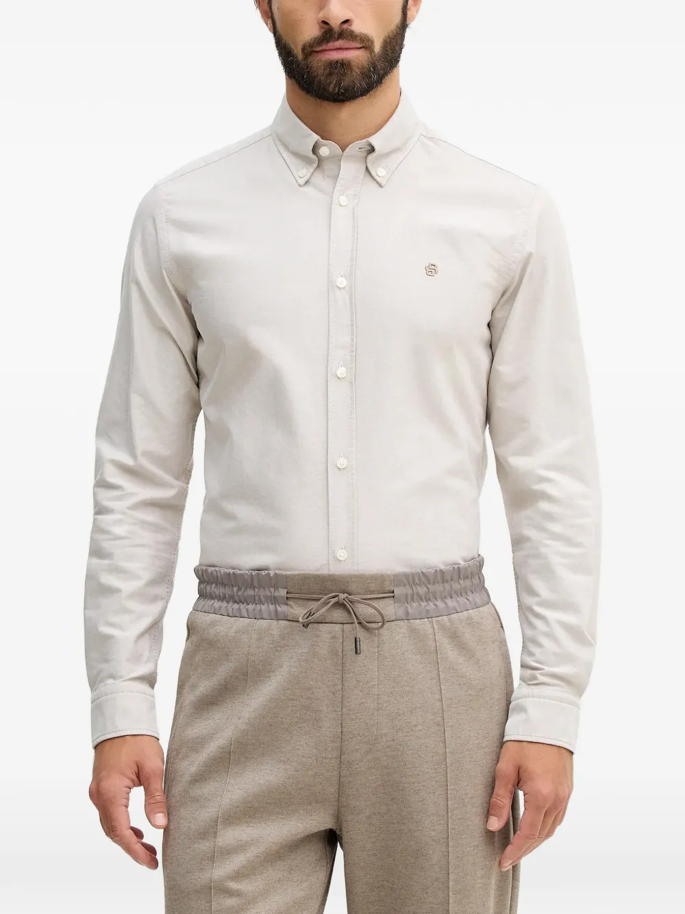 BOSS buttoned logo shirt - Toni neutri