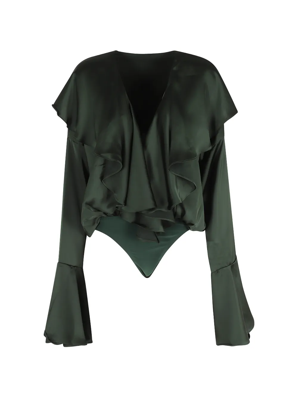 Norma Kamali ruffled V-neck top - Verde