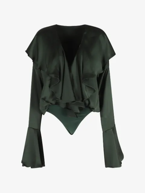 Norma Kamali ruffled V-neck top