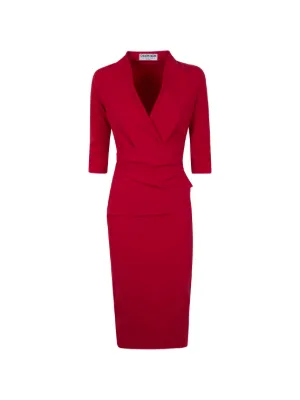 Roland Mouret square-neck Belted Dress | Red | FARFETCH