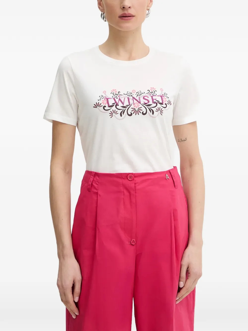 TWINSET floral-motif T-shirt - Bianco