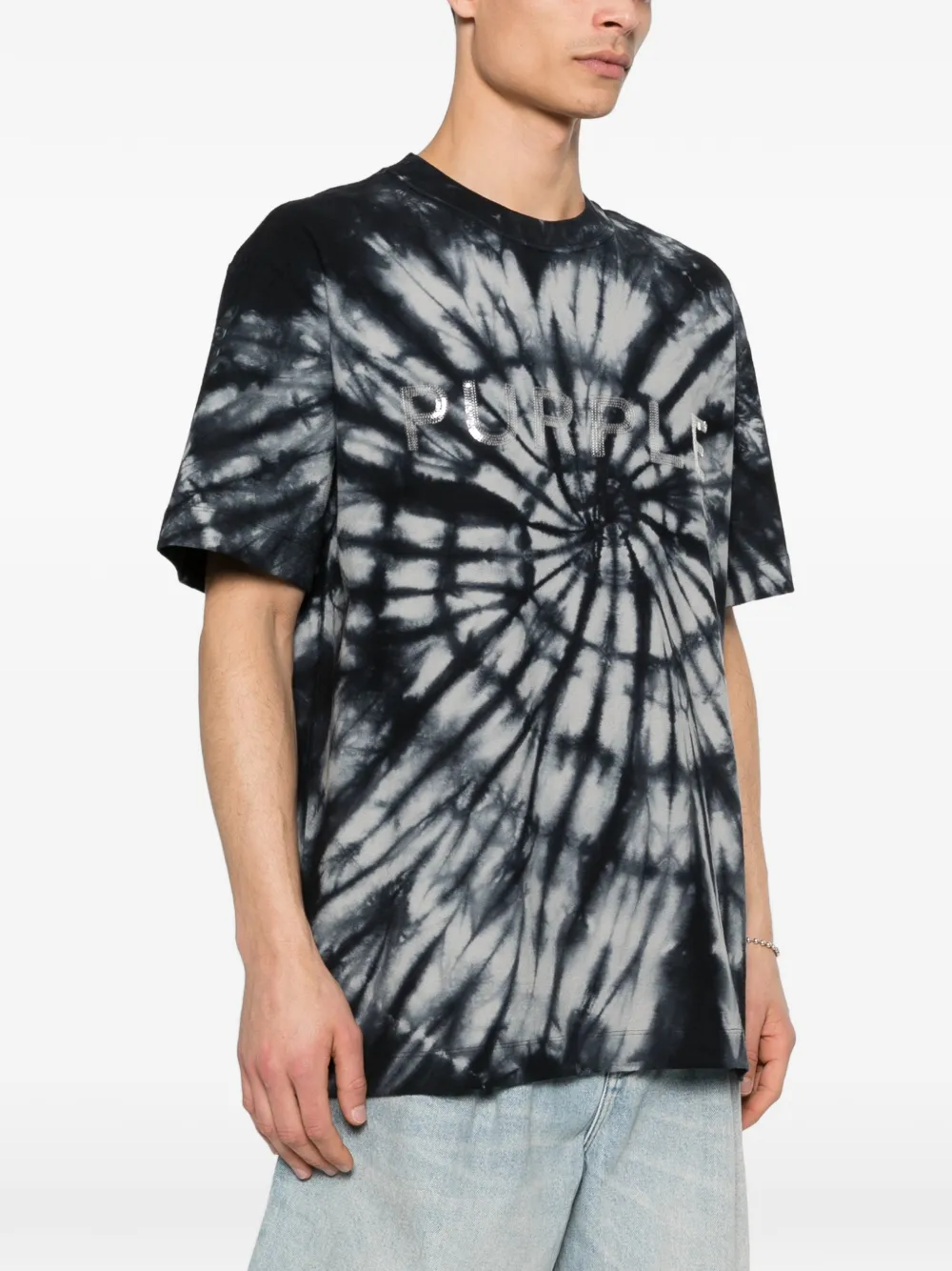 Purple Brand T-shirt met tie-dye print Blauw