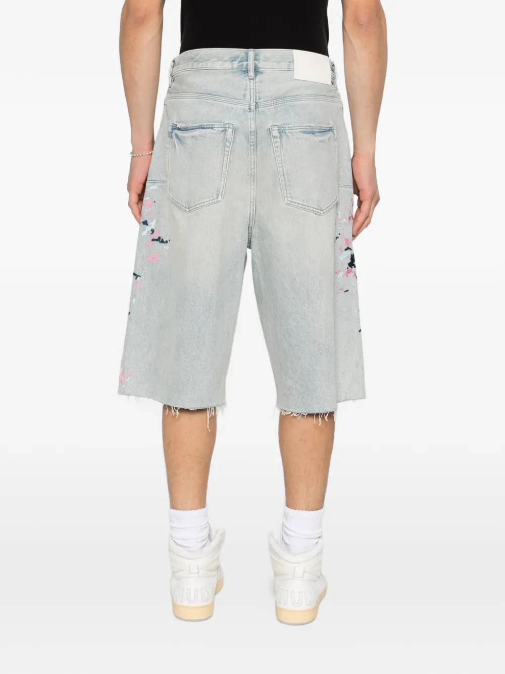 paint splatter frayed shorts