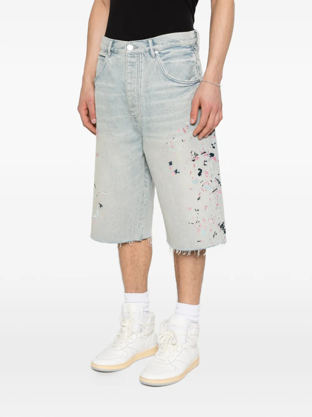 Purple Brand Paint Splatter Frayed Shorts | Blue | FARFETCH ZA