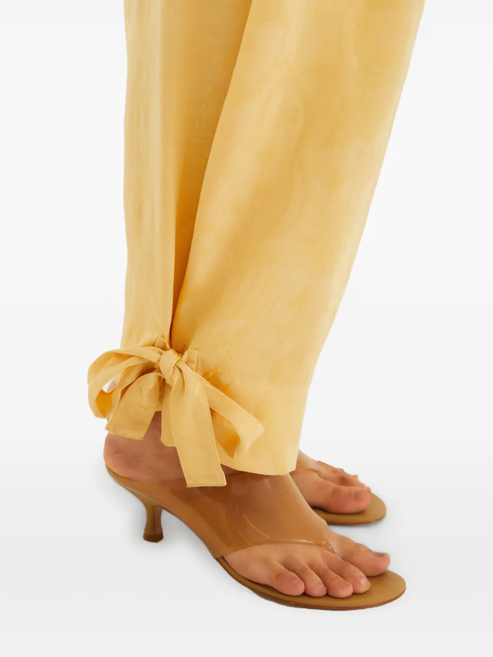 FARM Rio Broek met print en gestrikte pijpen Beige