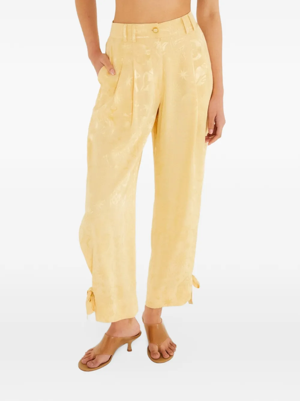 FARM Rio Broek met print en gestrikte pijpen Beige