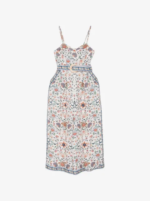 FARM Rio vestido midi con cinturón y estampado floral