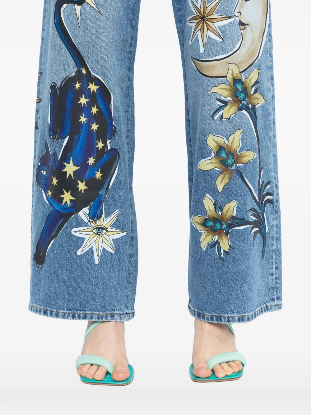 FARM Rio Broek met ster- en maanprint Blauw