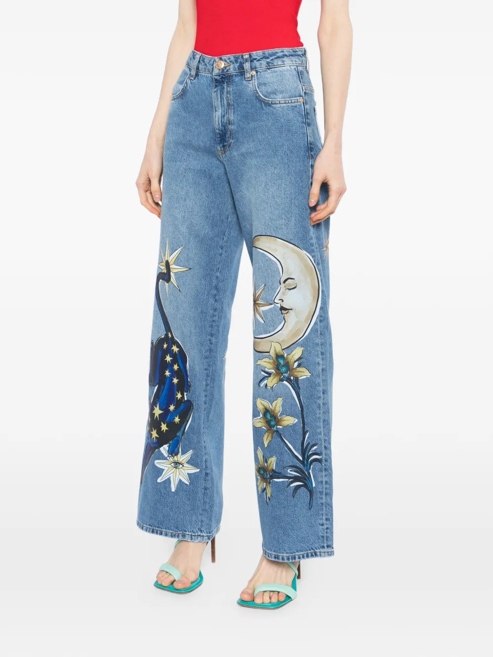 FARM Rio Broek met ster- en maanprint Blauw