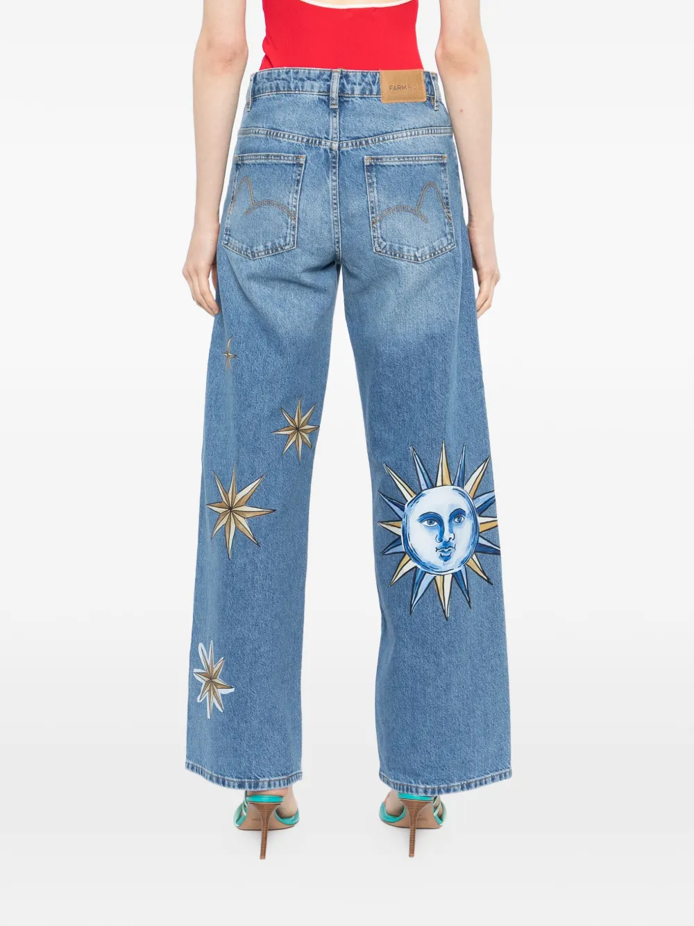 FARM Rio Broek met ster- en maanprint Blauw