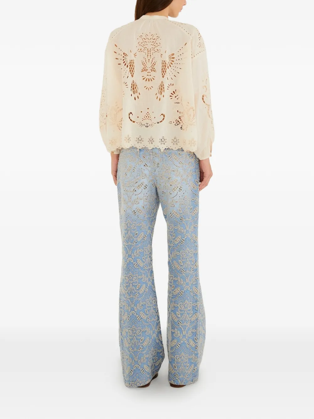 FARM Rio Jeans met geborduurde bloemen Blauw