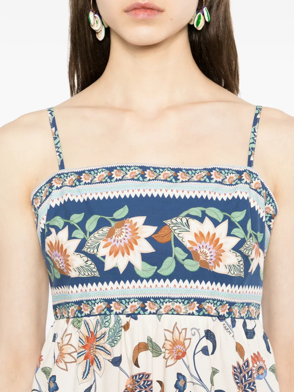 FARM Rio Maxi-jurk met bloemenprint Beige