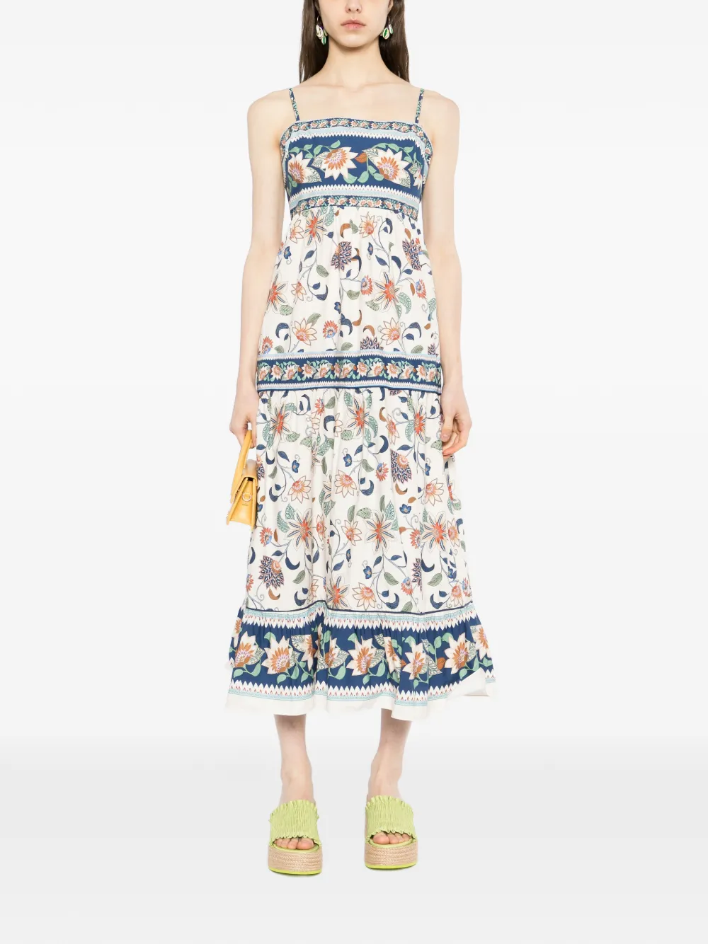 FARM Rio Maxi-jurk met bloemenprint Beige