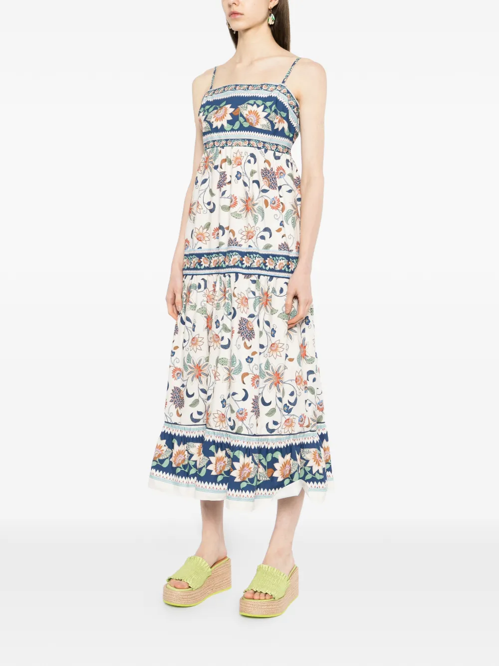 FARM Rio Maxi-jurk met bloemenprint Beige