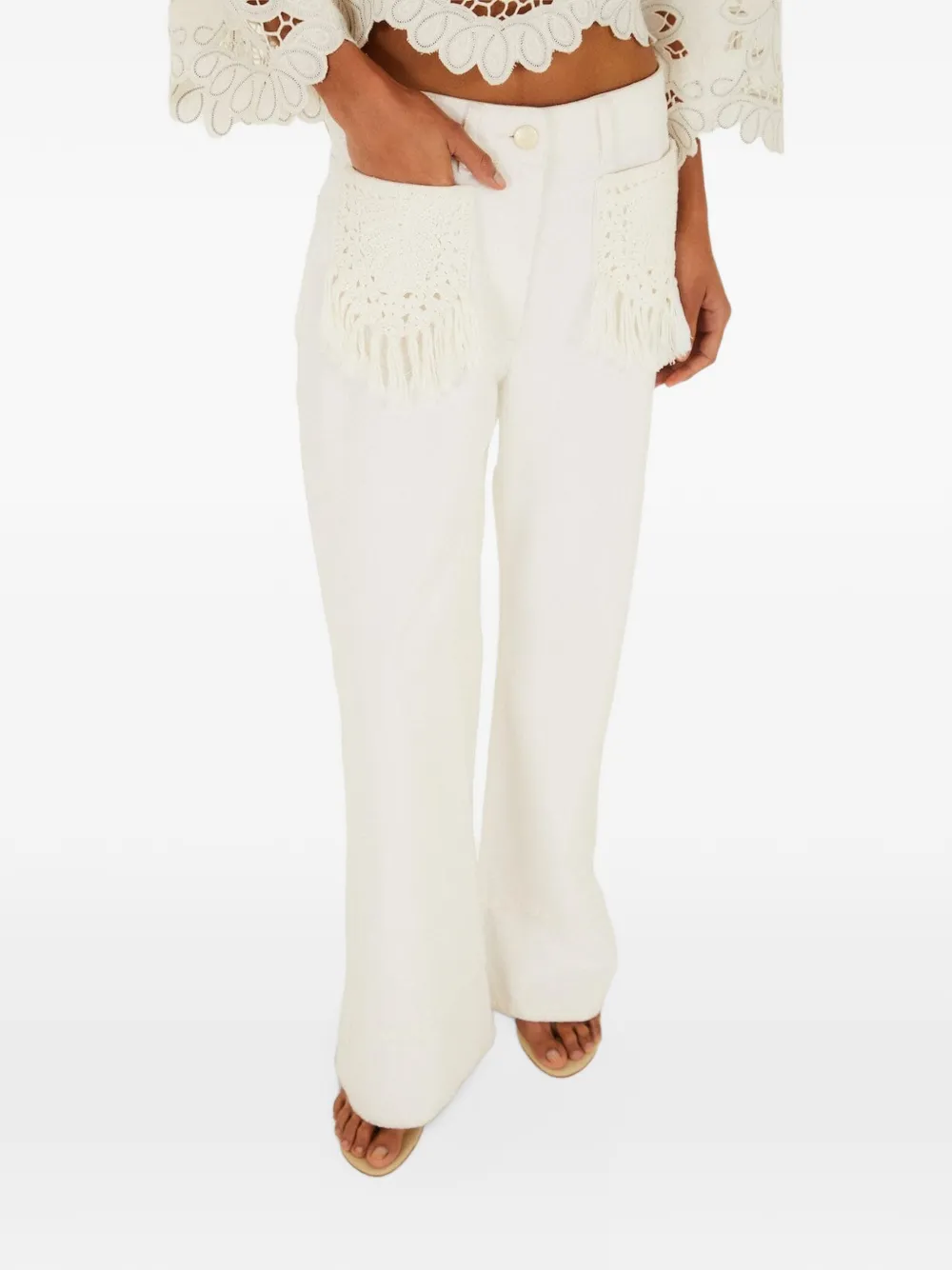 FARM Rio Twill broek met franje en zak Wit