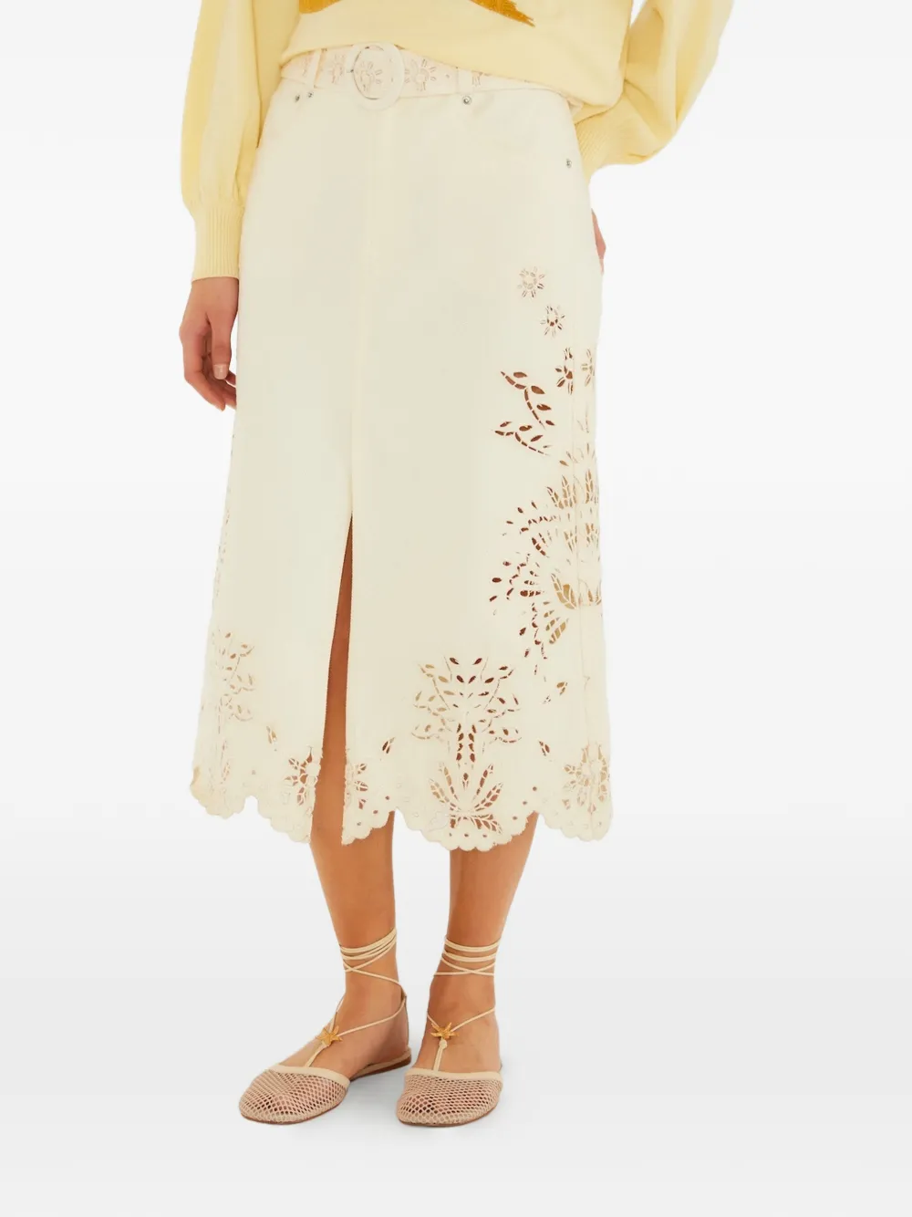 FARM Rio Gonna lunga con orlo a smerlo - Toni neutri