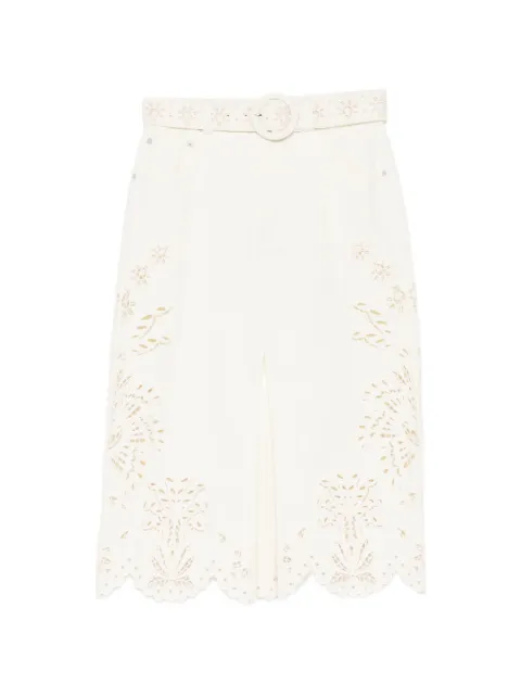 FARM Rio laser-cut scallop straight skirt