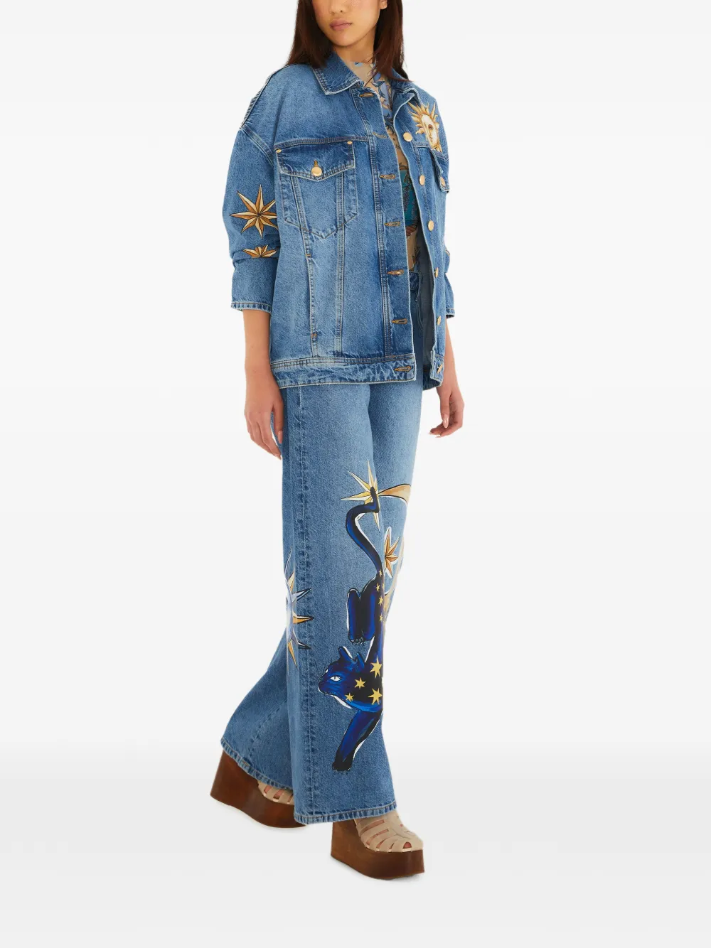  Farm Rio Sun Star Graphic Jacket - Blue 