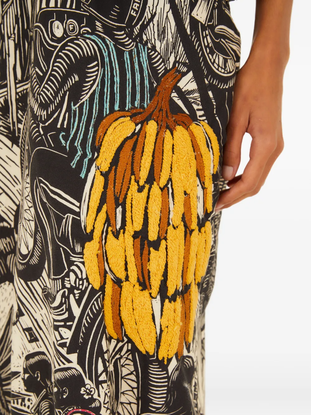 FARM Rio Jurk met geborduurde grafische print Zwart