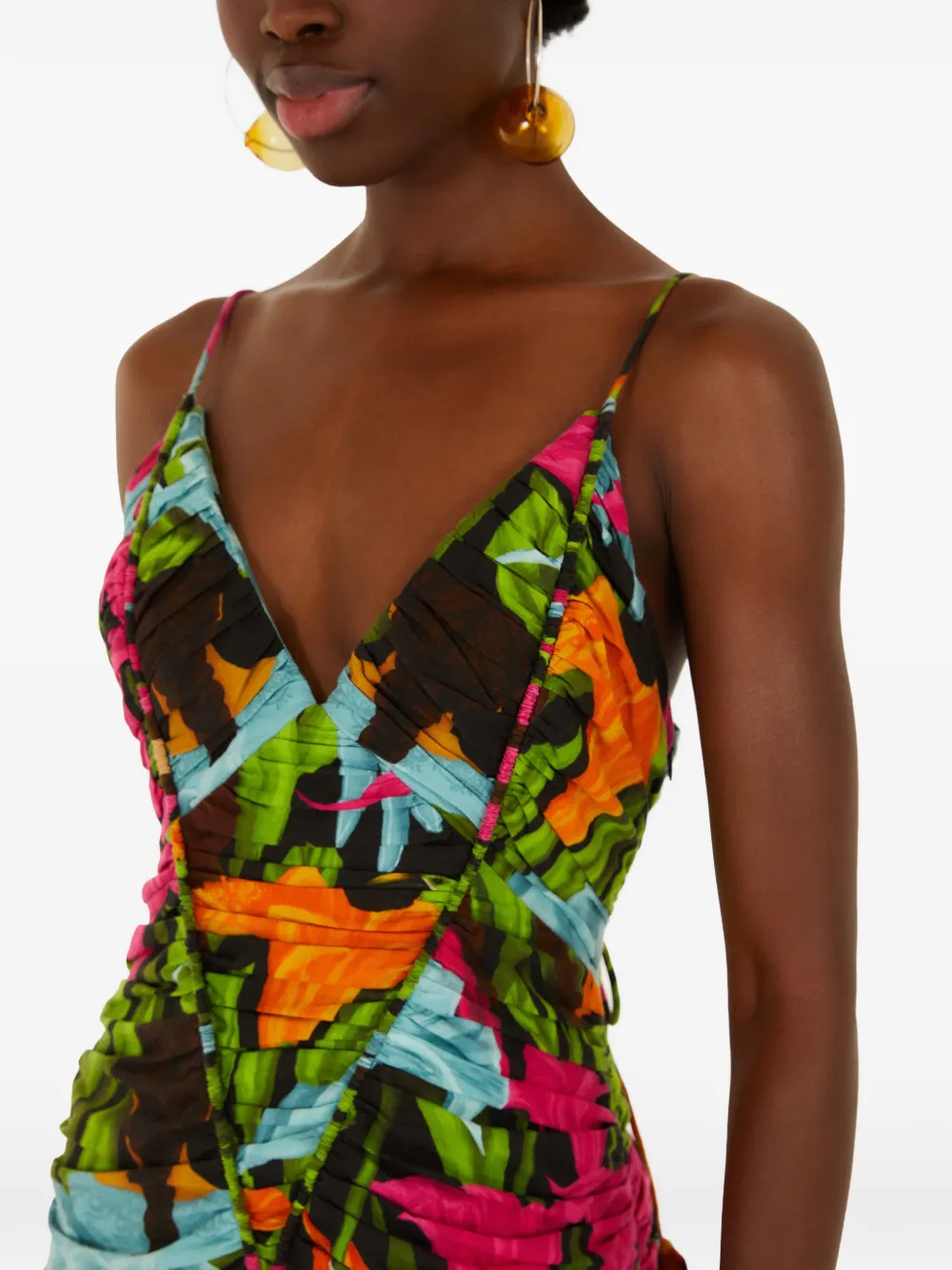 FARM Rio Mujeres y Flores jurk met ruches Zwart