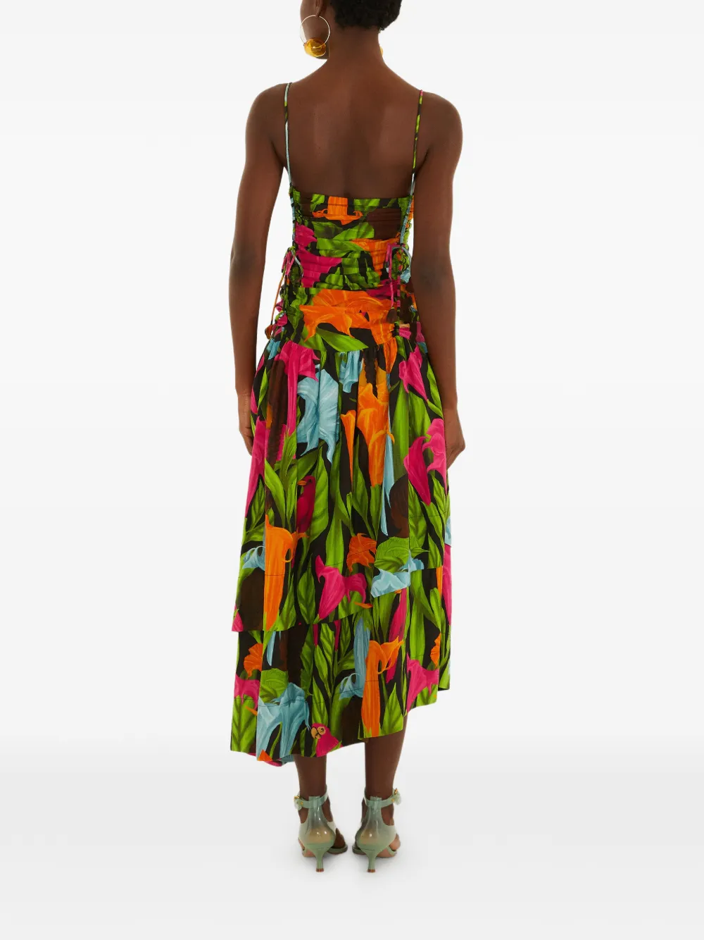 FARM Rio Mujeres y Flores jurk met ruches Zwart