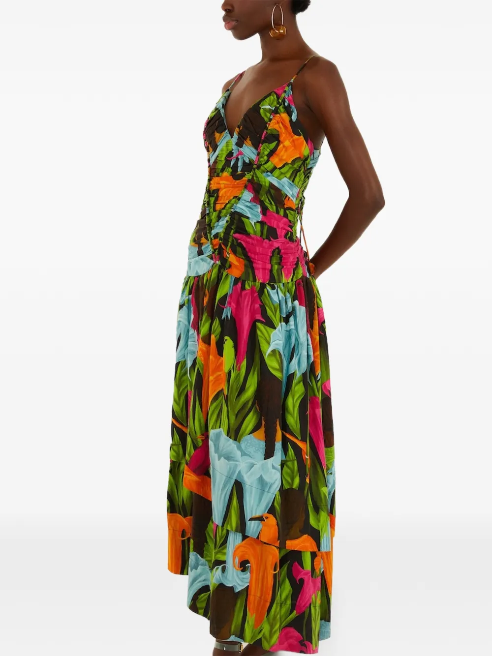 FARM Rio Mujeres y Flores jurk met ruches Zwart