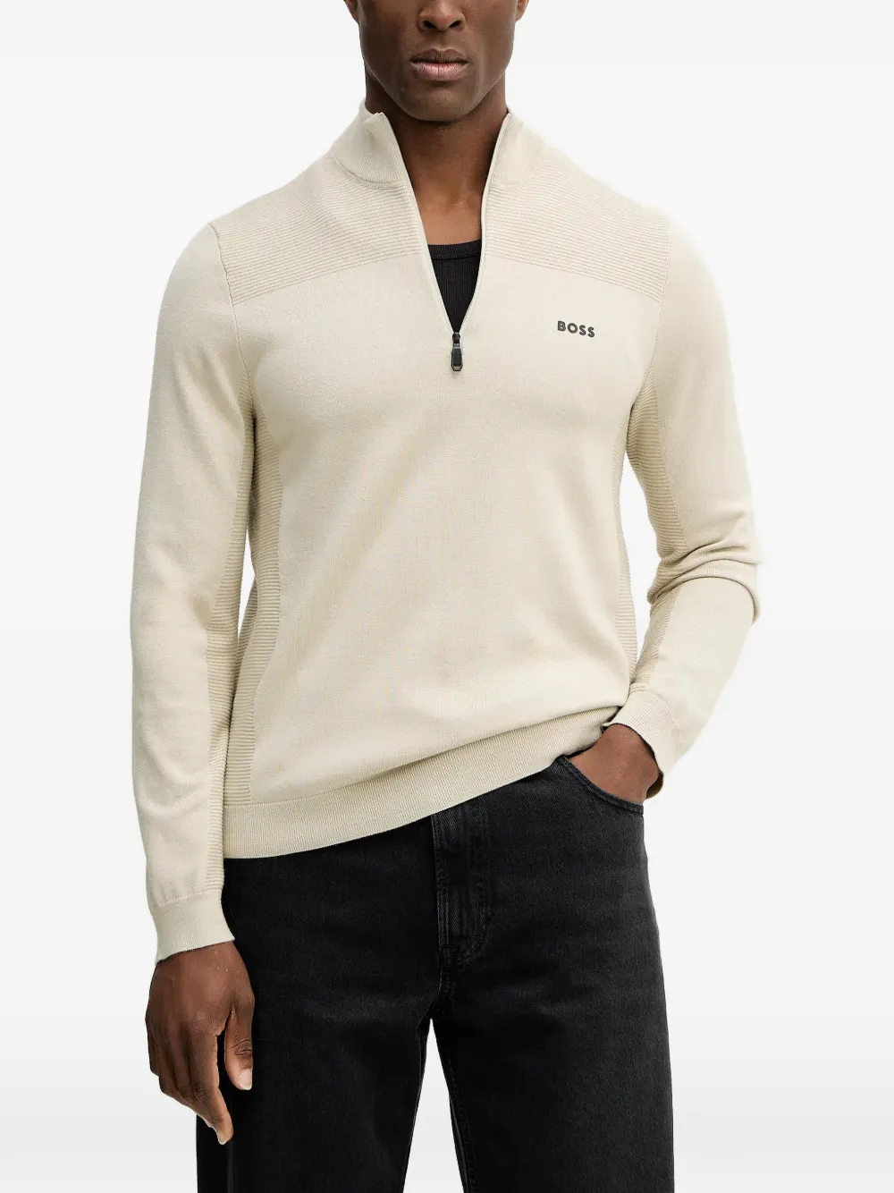 BOSS zip-up sweater - Toni neutri