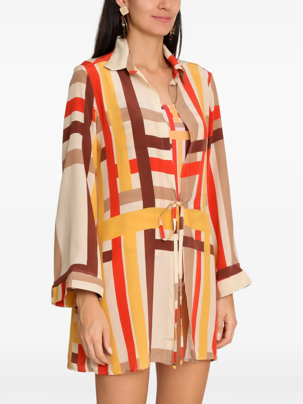 Amir Slama Gestreepte jurk Beige