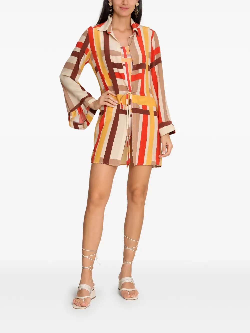 Amir Slama Gestreepte jurk Beige