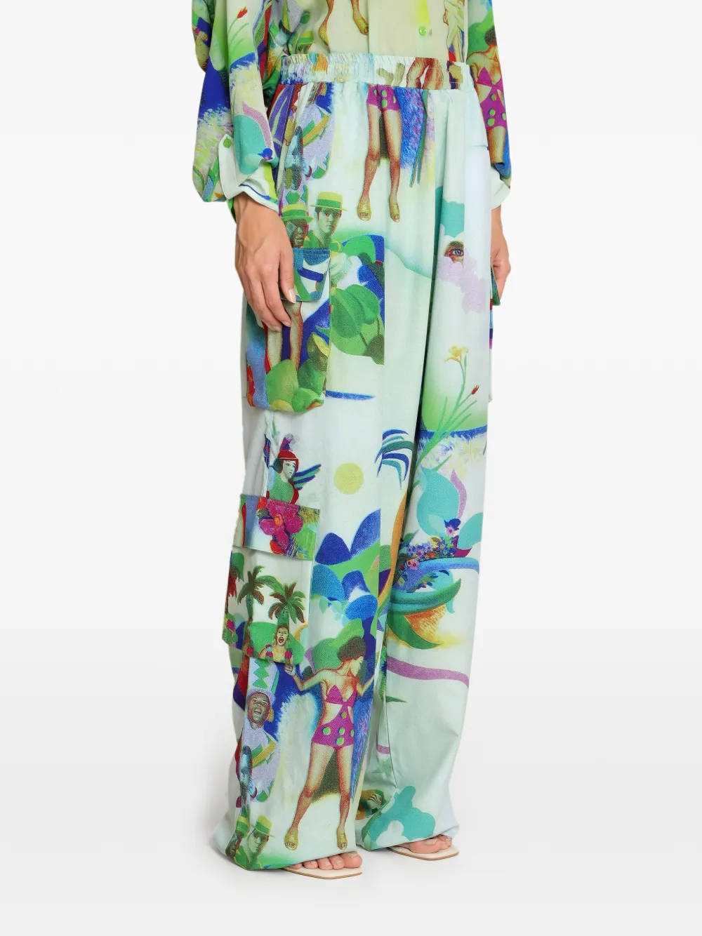  Amir Slama Print Cargo Trousers - Green 