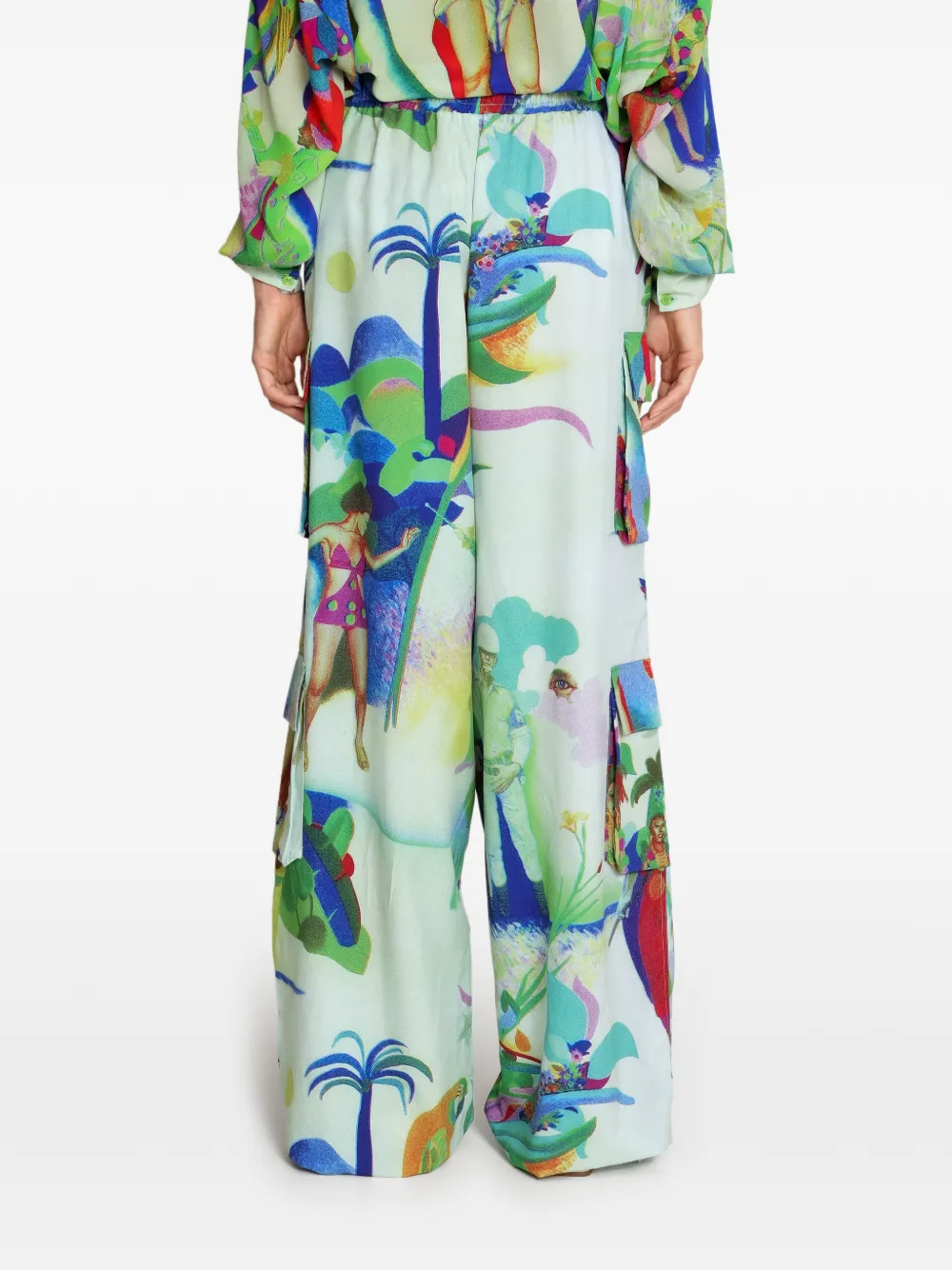 Amir Slama Cargo broek met print Groen
