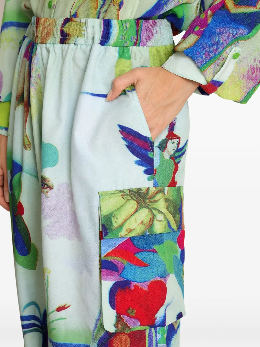 Amir Slama Cargo broek met print Groen