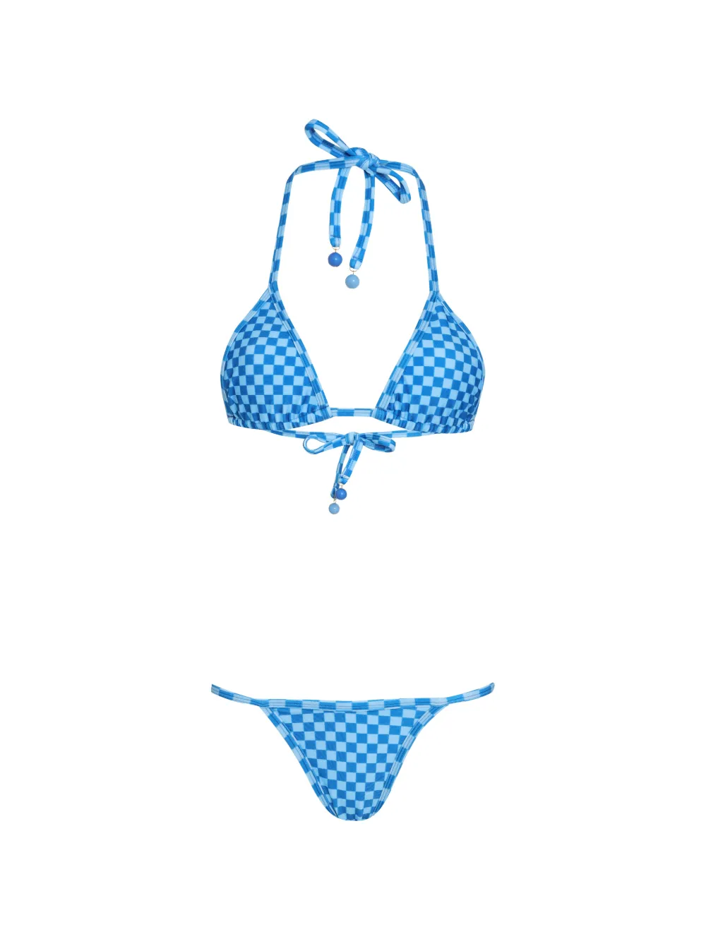 Amir Slama beaded checked bikini - Blau