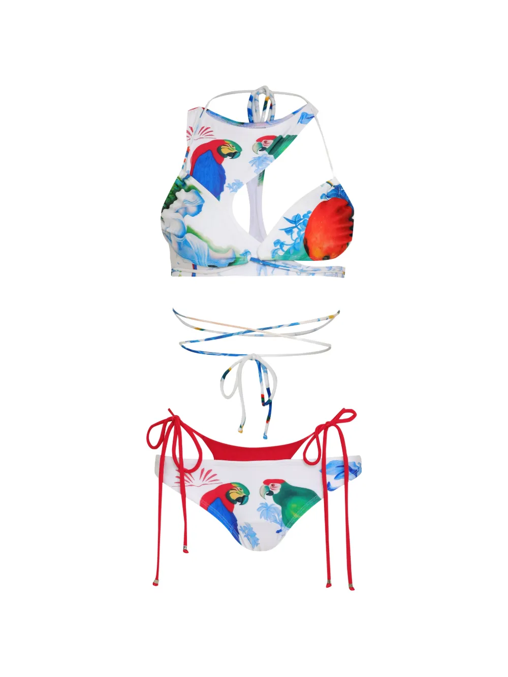 Amir Slama cut-out floral-print bikini set - Bianco