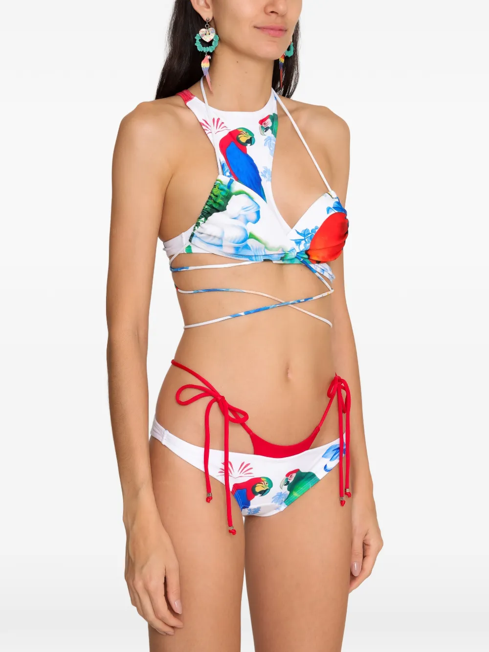Amir Slama Bikini met bloemenprint en uitgesneden details Wit