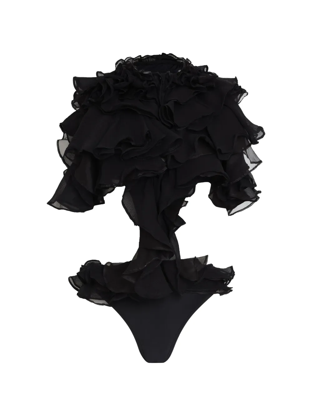 Amir Slama ruffled swimsuit - Nero