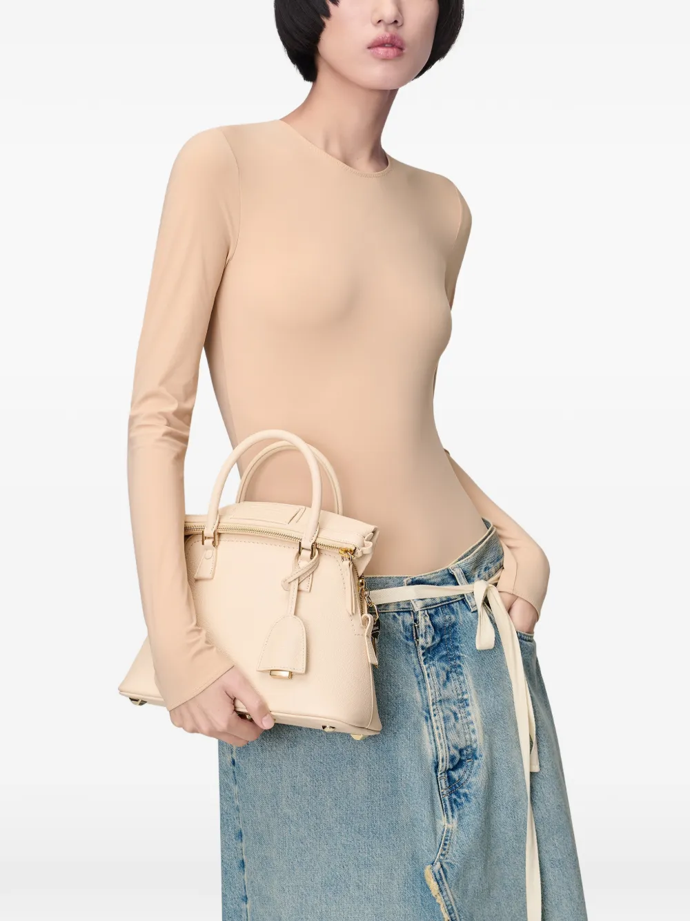 Maison Margiela 5AC leren shopper Beige