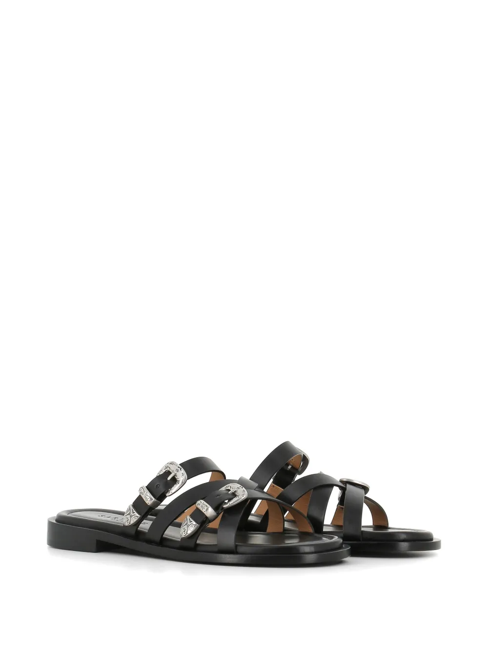Sartore buckle-strap flat sandals Zwart