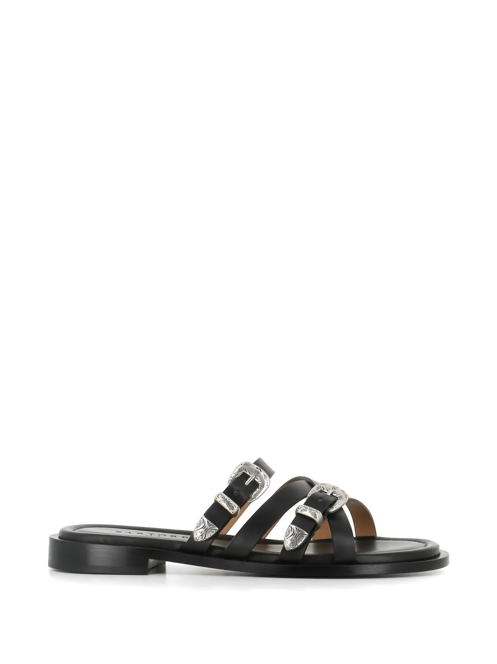 Sartore buckle-strap flat sandals Zwart