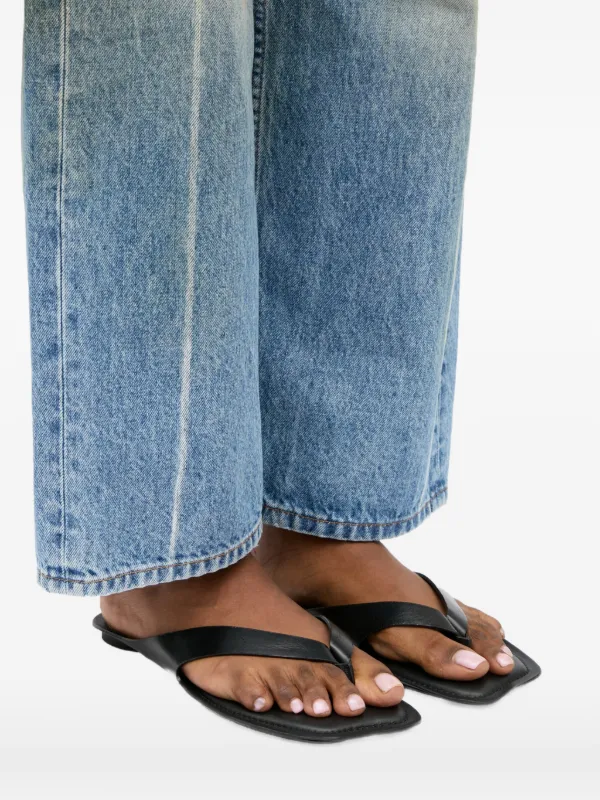 MM6 Maison Margiela Anatomic Leather Flip Flops | Black | FARFETCH