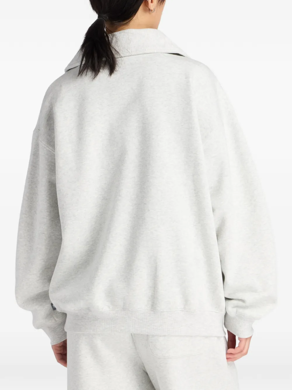 New Balance Trackside sweater met borduurwerk en halve rits Grijs