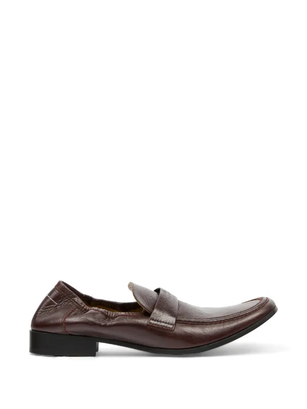 MM6 Maison Margiela レザーペニーローファー | ブラウン | FARFETCH JP