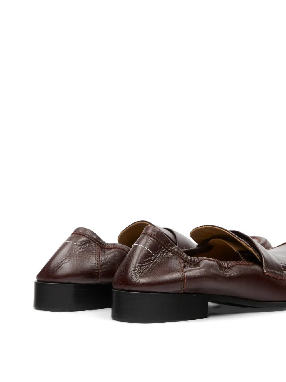 MM6 Maison Margiela Penny-strap leather loafers Bruin