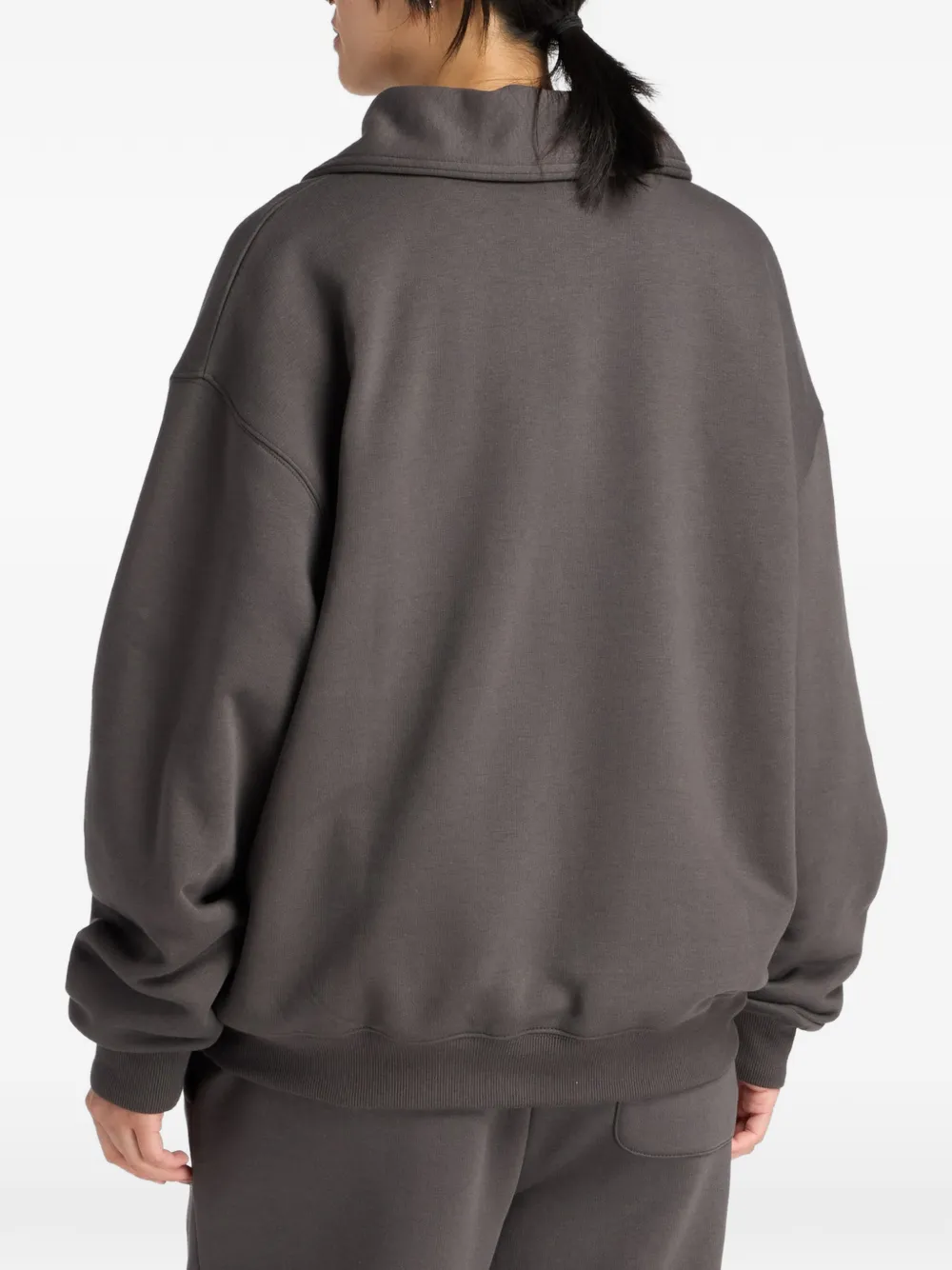 New Balance Trackside sweater met borduurwerk en halve rits Grijs