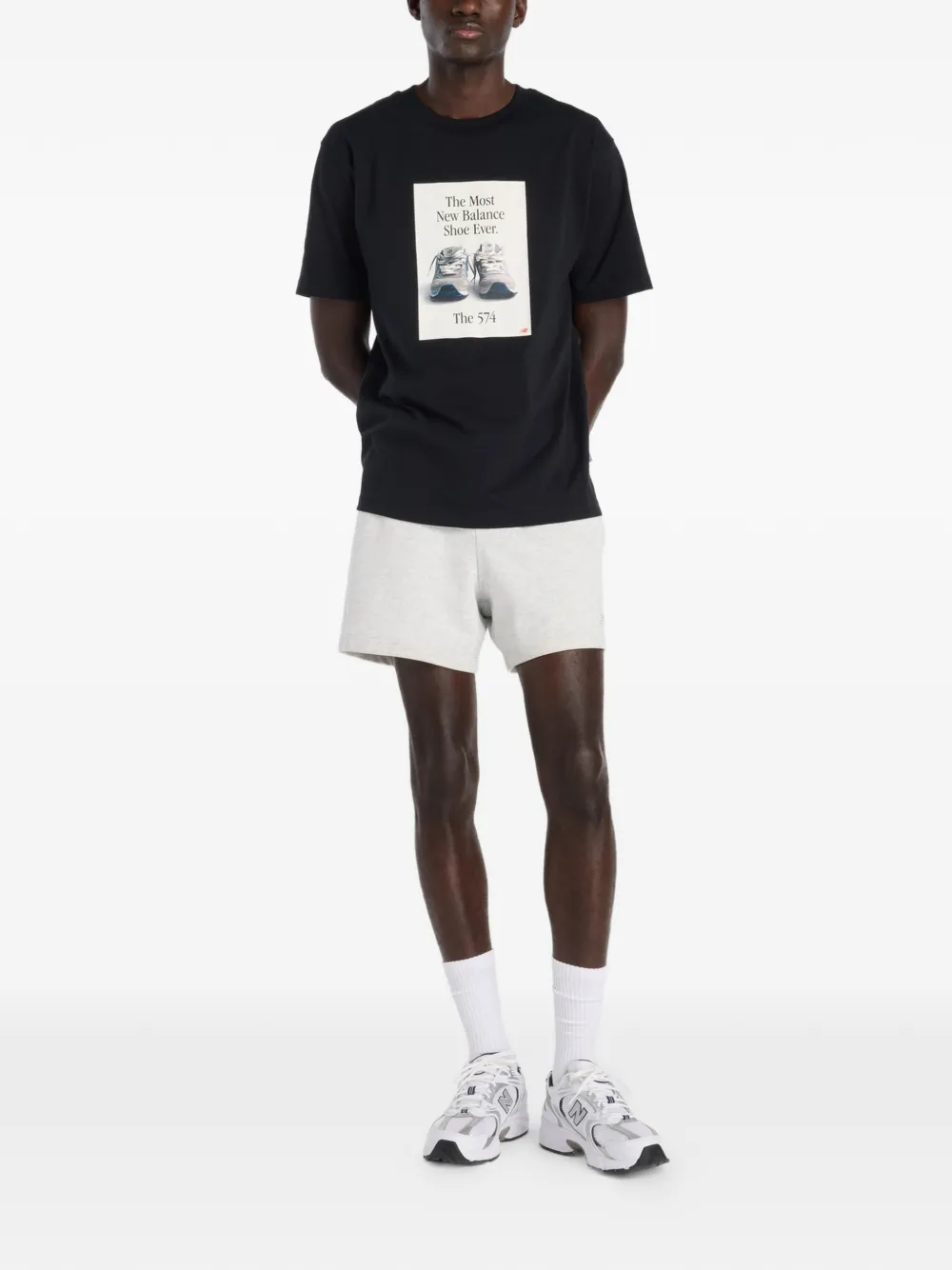 New Balance 574 Ad T-shirt met print Zwart