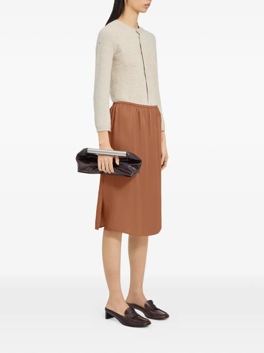 MM6 Maison Margiela Satijnen midi-rok Bruin