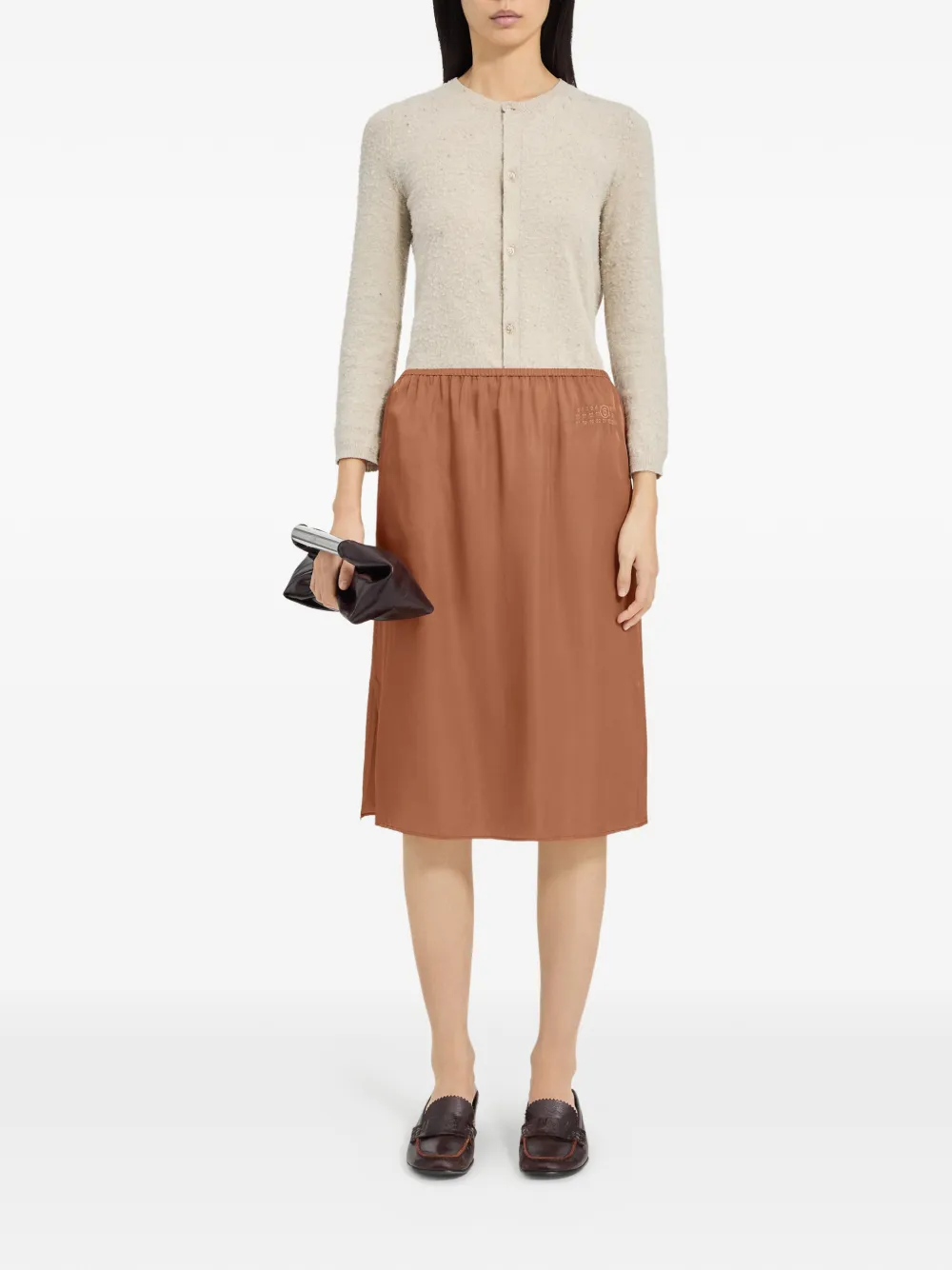 MM6 Maison Margiela Satijnen midi-rok Bruin