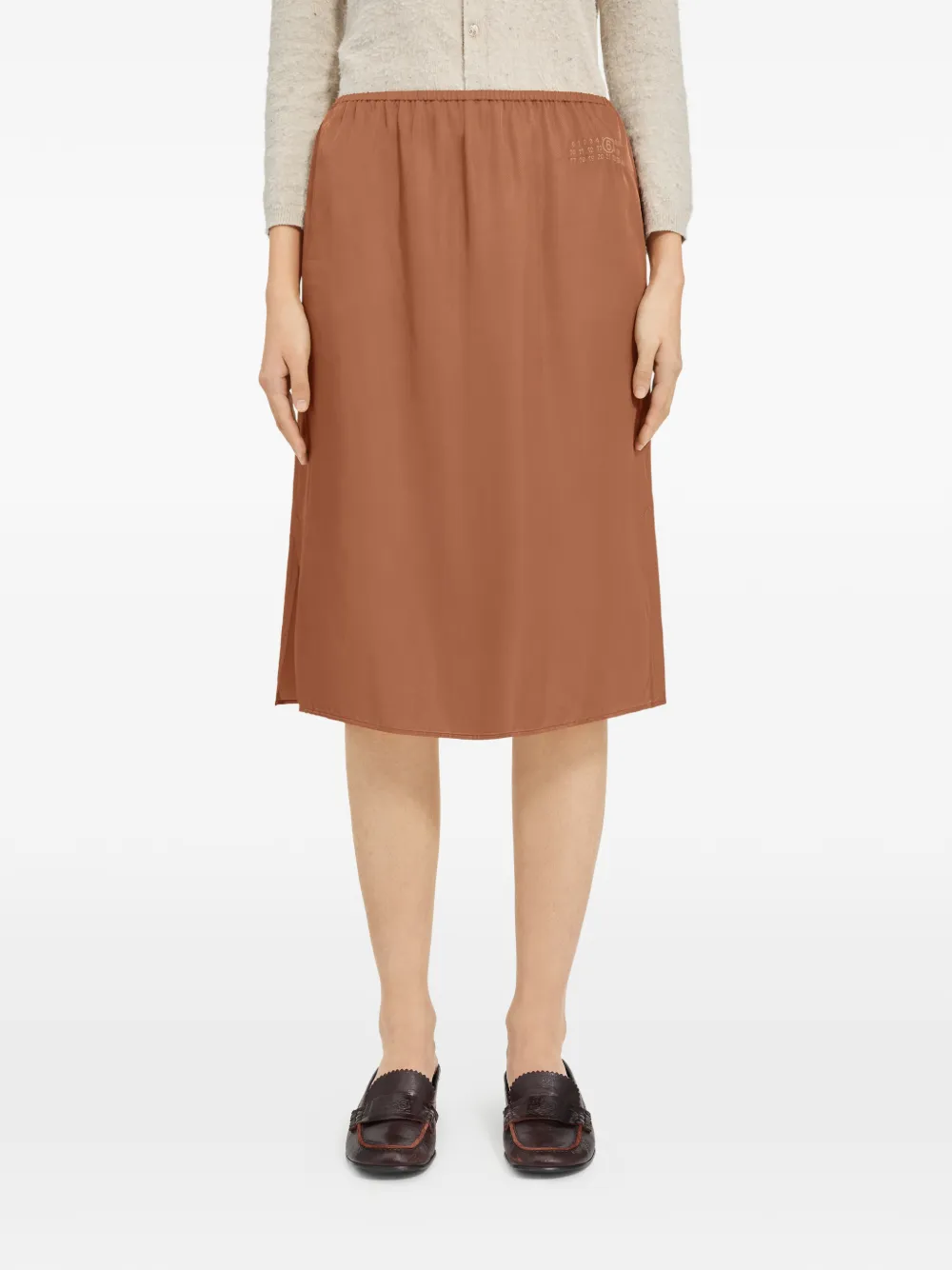MM6 Maison Margiela Satijnen midi-rok Bruin